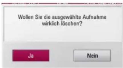 Wollen Sie die ausgewählte Aufnahme wirklich löschen? Ja Nein