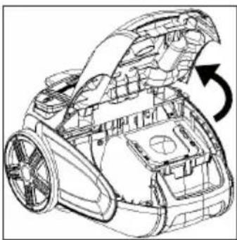 Technical line drawing of a car interior showing structural components and airflow direction (no text or labels)