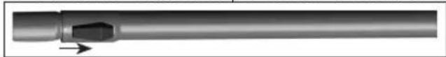 Close-up of a cylindrical mechanical component with an arrow indicating a feature (no visible text or symbols)