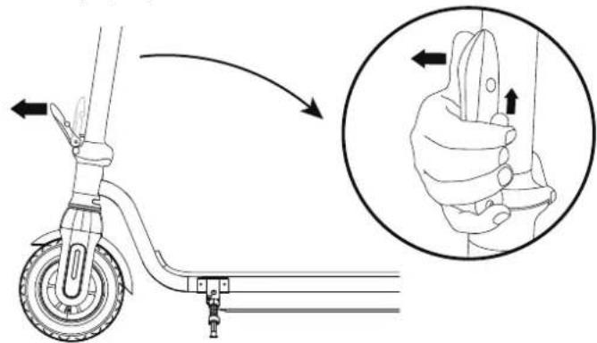 Diagram showing the left-hand rule for steering wheel and hand grip, with magnified detail of the hand's grip mechanism.