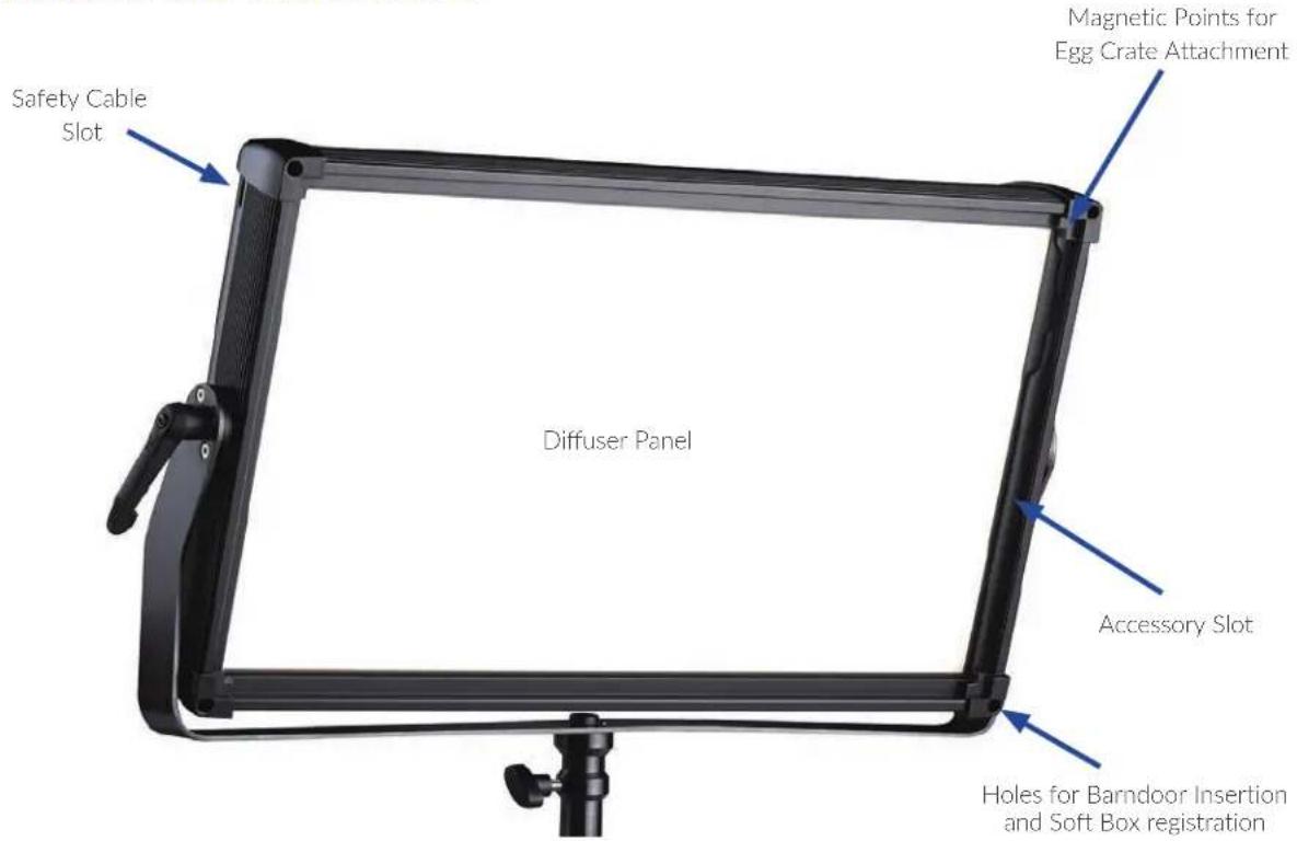 Safety Cable Slot Diffuser Panel Magnetic Points for Egg Crate Attachment Accessory Slot Holes for Barndoor Insertion and Soft Box registration
