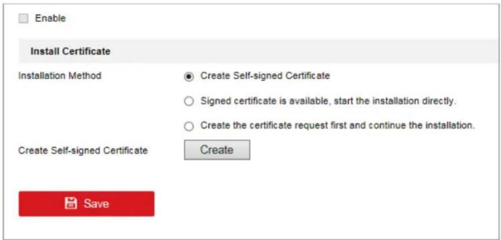 Enable Install Certificate Installation Method Create Self-signed Certificate Signed certificate is available, start the installation directly. Create the certificate request first and continue the installation. Create Self-signed Certificate Create Save