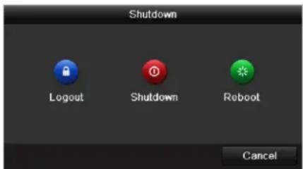 Shutdown Logout Shutdown Reboot Cancel