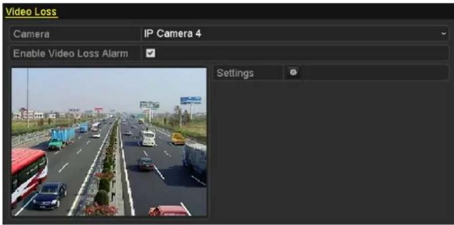 Video Loss Camera IP Camera 4 Enable Video Loss Alarm Settings