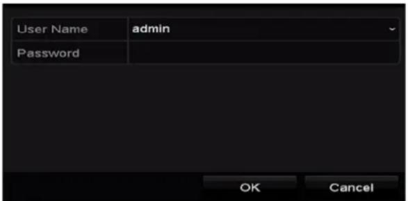 User Name admin Password OK Cancel