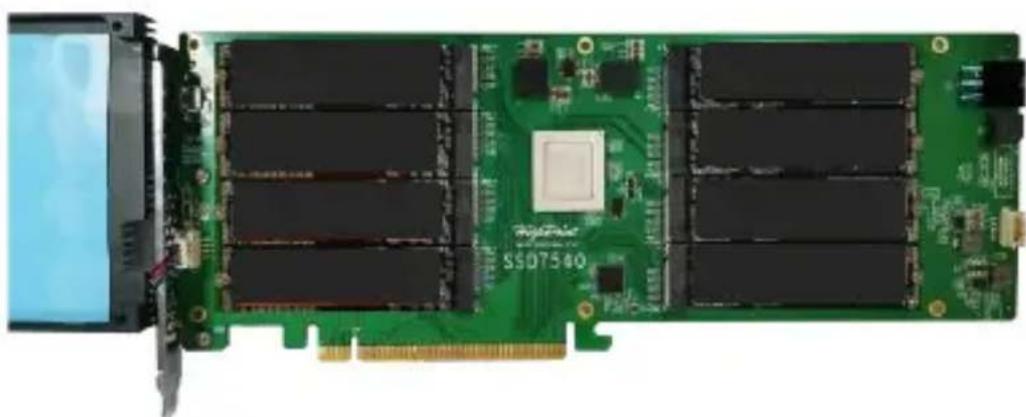 Green PCI card with multiple RAM slots and a central chip, no visible text or symbols on the card surface.