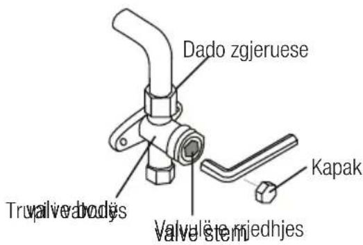 Dado zgjeruese Tru valve bodes Valve stemi Valve lës miedhjes Kapak