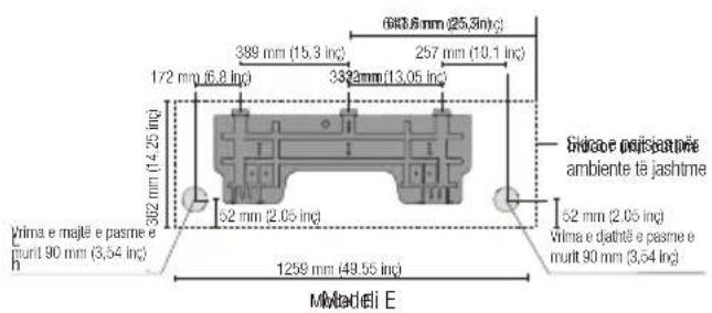640.6 mm (25,3 in.)c 389 mm (15,3 in.) 257 mm (10,1 in.) 172 mm (6,8 in.) 332 mm (13,05 in.) 362 mm (14,25 in.) c 52 mm (2,05 in.) c 52 mm (2,05 in.) c Vima e majte e pasme e muit 90 mm (3,54 in.) c 1299 mm (49,55 in.) c Mikadieli E Girada e micristavne ambiente tã jashtme Vima e diabitë e pasme e muit 90 mm (3,54 in.) c