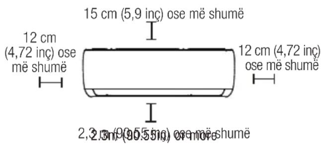 15 cm (5,9 inc) ose më shumë 12 cm (4,72 inc) ose më shumë 12 cm (4,72 inc) ose më shumë 2,23 m (90.55 inc) ose më shumë