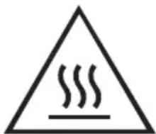 Warning symbol with steam inside a triangle, indicating heat or smoke hazard