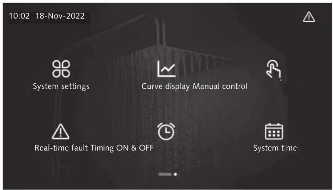 10:02 18-Nov-2022 System settings Curve display Manual control Real-time fault Timing ON & OFF System time
