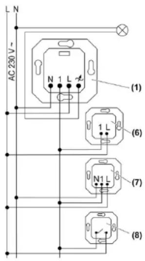 L N AC 230 V~ (1) N 1 L (6) 1 L (7) N1 L (8)