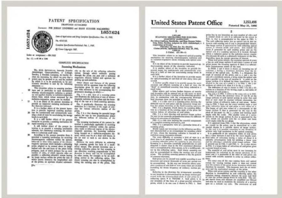 Scanned academic paper from the United States Patent Office, dated May 21, 1962, showing patent specifications and methodology for various scientific instruments.