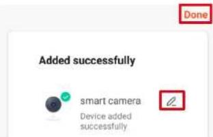 Added successfully smart camera Device added successfully