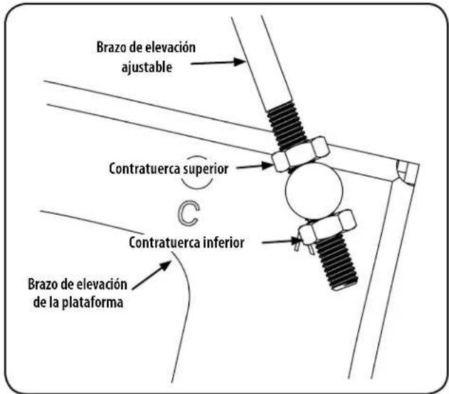 Brazo de elevación ajustable Contratuerca superior Contratuerca inferior Brazo de elevación de la plataforma