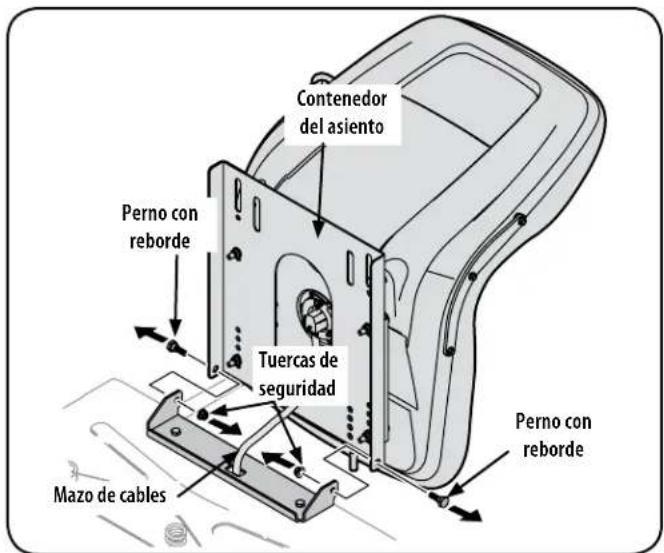 Contenedor del asiento Perno con reborde Tuercas de seguridad Mazo de cables Perno con reborde