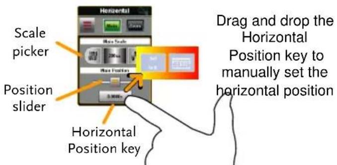 Scale picker Position slider Horizontal Position key Drag and drop the Horizontal Position key to manually set the horizontal position Horizontal Position key