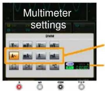 Multimeter settings DMM V mA A mA A mA A mA A mA A mA A mA