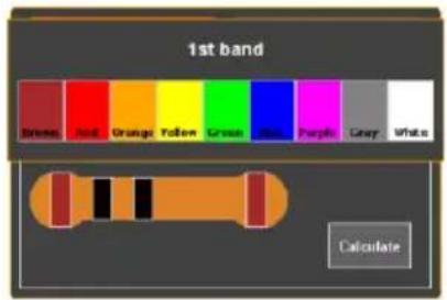 1st band Brown Red Orange Yellow Green Blue Purple Grey White Calculate
