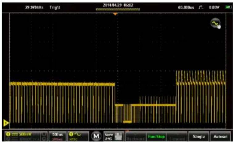 29.5/84Hz Trig1 2014/04/29 06:52 65.000us 0.00V 0 = 50mV 500 us 0 ^ M Save JPG Run Stop Forward Single Auto201