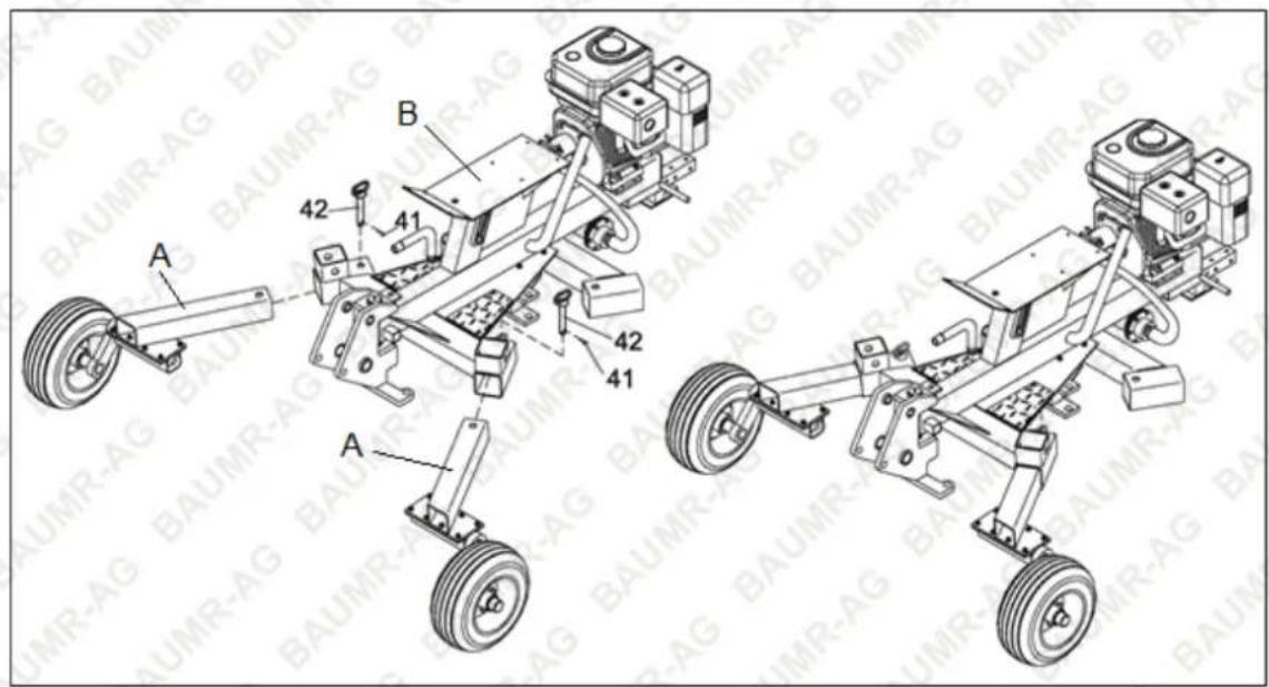 Technical diagram of a vehicle chassis with labeled components and assembly details