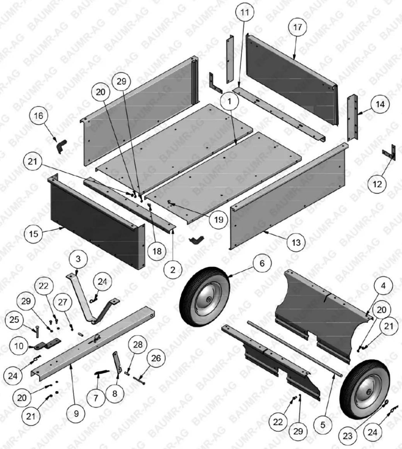 Exploded view diagram of a BAUMR-AG aircraft assembly with numbered components for identification