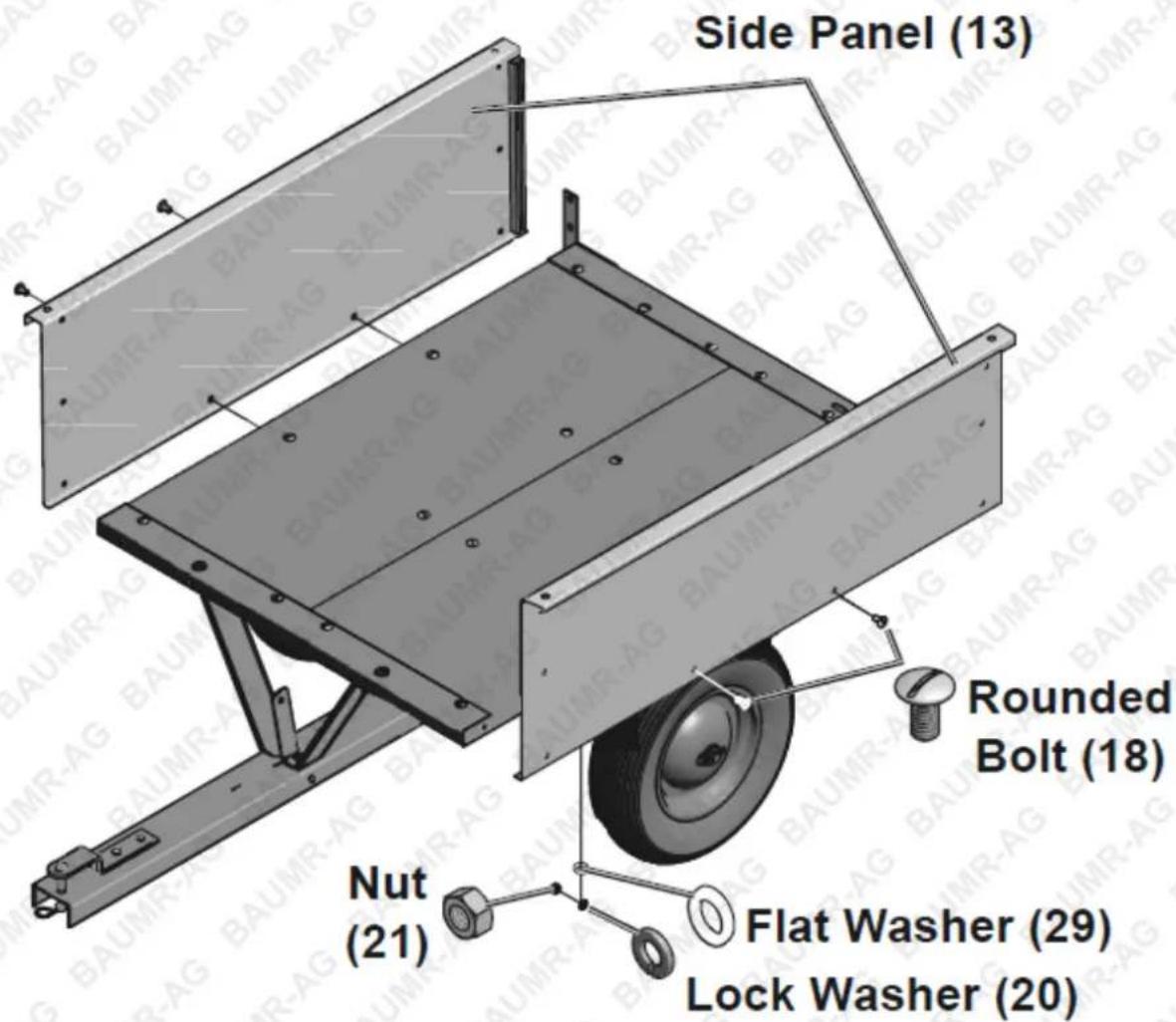 Side Panel (13) Rounded Bolt (18) Nut (21) Flat Washer (29) Lock Washer (20)
