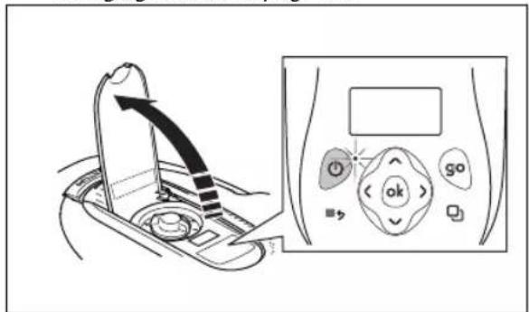 Diagram showing a car interior with a directional arrow and a control panel labeled 'go' with buttons for OK, Go, and No.