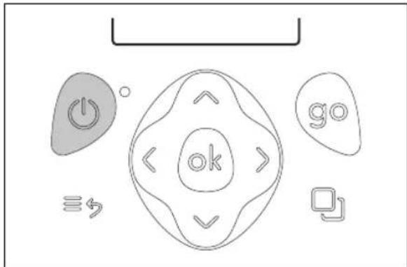 Diagram showing a play button with power, navigation, and 'go' labels around an icon set to 'ok'