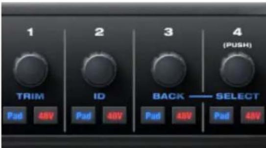 1 TRIM 2 ID 3 BACK —— SELECT (PUSH) Pad 45V Pad 45V Pad 45V Pad 45V