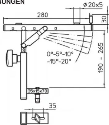 JUNGEN 280 φ20x5 30 0°-5°-10° -15°-20° 190 - 265 35x15x70 35