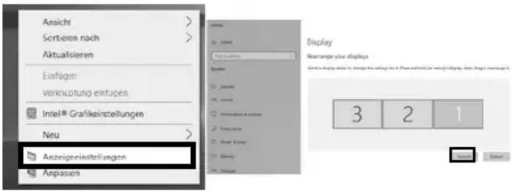 Ansicht Sortieren nach Aktualisierten Einfügen Verknübung einfügen Intel® Grafikeinstellungen Neu Anzeigecinstellungen Anpassen Display Rearrange your displays 3 2 1