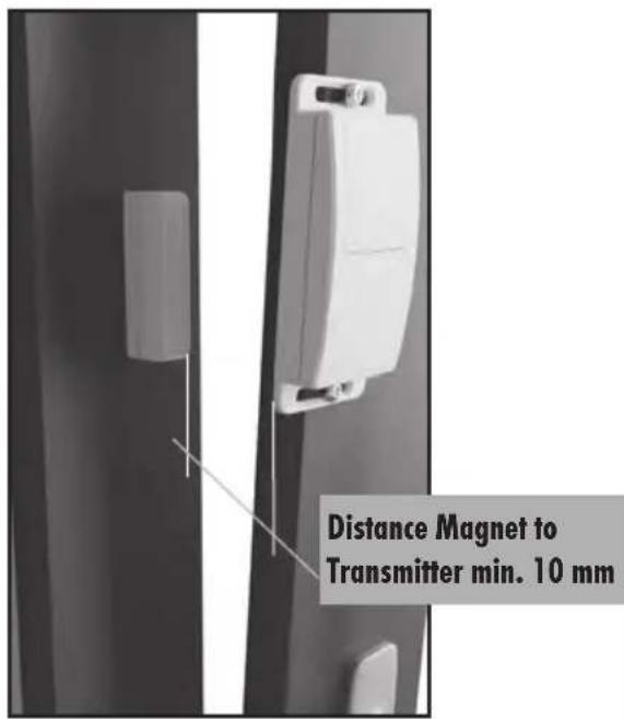 Distance Magnet to Transmitter min. 10 mm