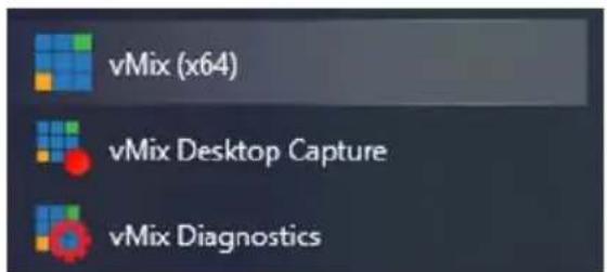 vMix (x64) vMix Desktop Capture vMix Diagnostics