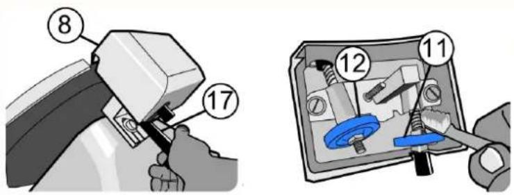 Technical diagram showing car gear assembly and repair process with numbered parts