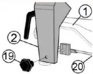 Diagram of a device with numbered parts, likely illustrating a mechanical or electrical component layout.
