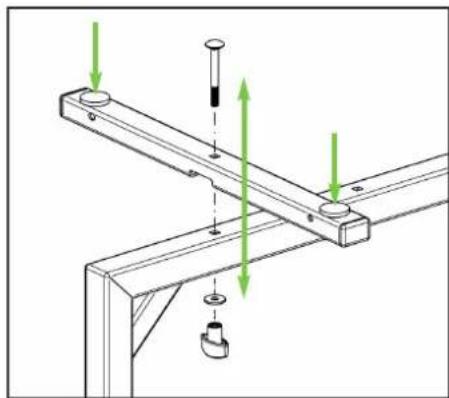 Technical line drawing of a mechanical assembly with green arrows indicating direction (no text or symbols)