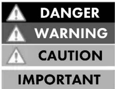 DANGER WARNING CAUTION IMPORTANT