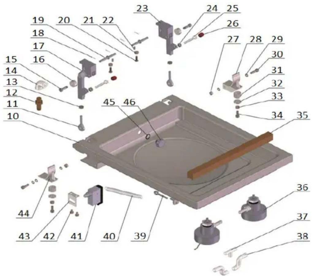 Exploded view diagram of a mechanical assembly with numbered parts for identification