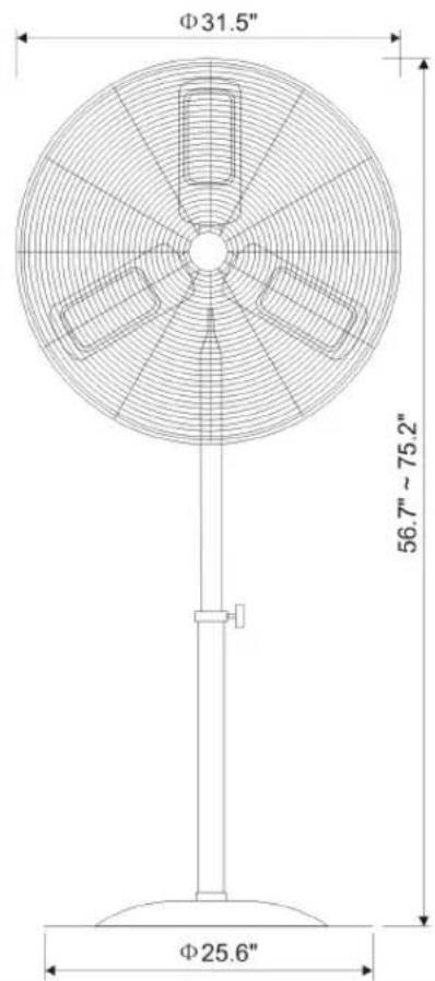 Φ31.5" 56.7" ~ 75.2" Φ25.6"