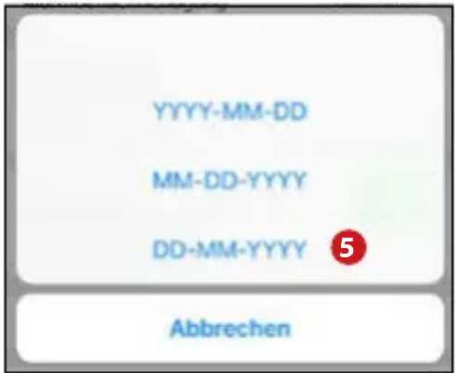 YYYY-MM-DD MM-DD-YYYY DD-MM-YYYY ⑤ Abbrechen