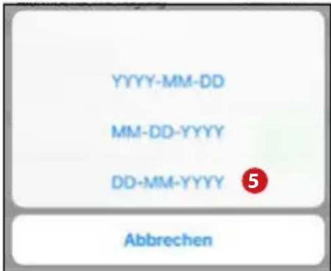 YYYY-MM-DD MM-DD-YYYY DD-MM-YYYY ⑤ Abbrechen