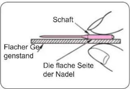 Schaft Flacher Gen- genstand Die flache Seite der Nadel
