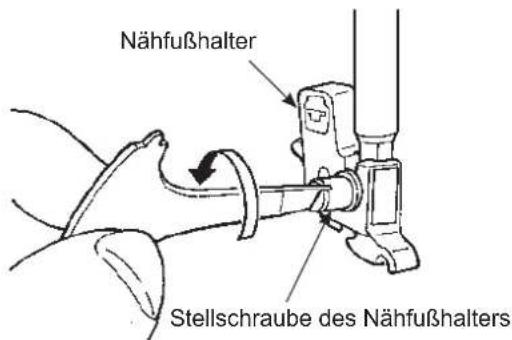 Nähfußhalter Stellschraube des Nähfußhalters