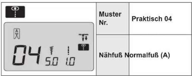 Muster Nr. Praktisch 04 Nähfuß Normalfuß (A)