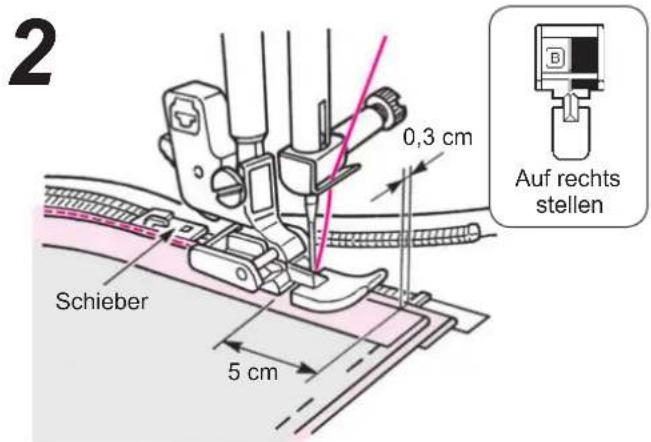 2 0,3 cm Auf rechts stellen Schieber 5 cm