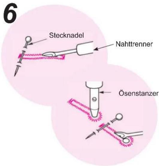 6 Stecknadel Nahttrenner Ösenstanzer