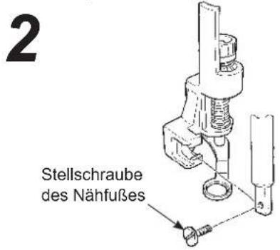 2 Stellschraube des Nähfußes