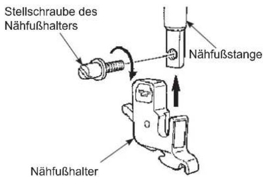 Stellschraube des Nähfußhalters Nähfußstange Nähfußhalter