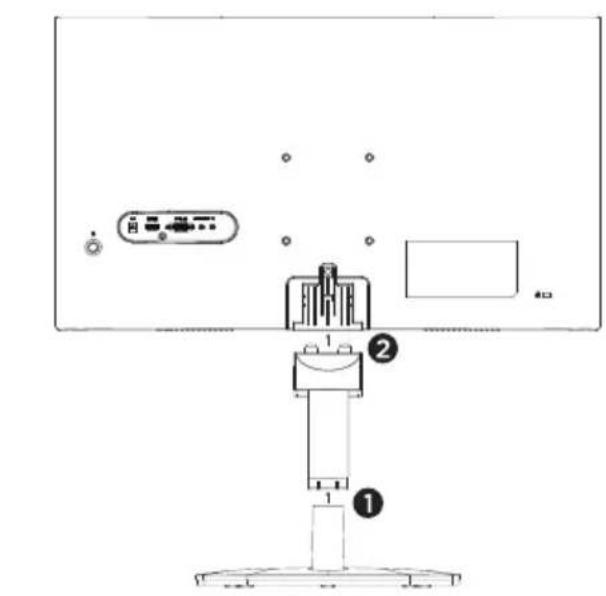 Technical diagram of a device with labeled components and connectors, showing a top view with numbered parts.